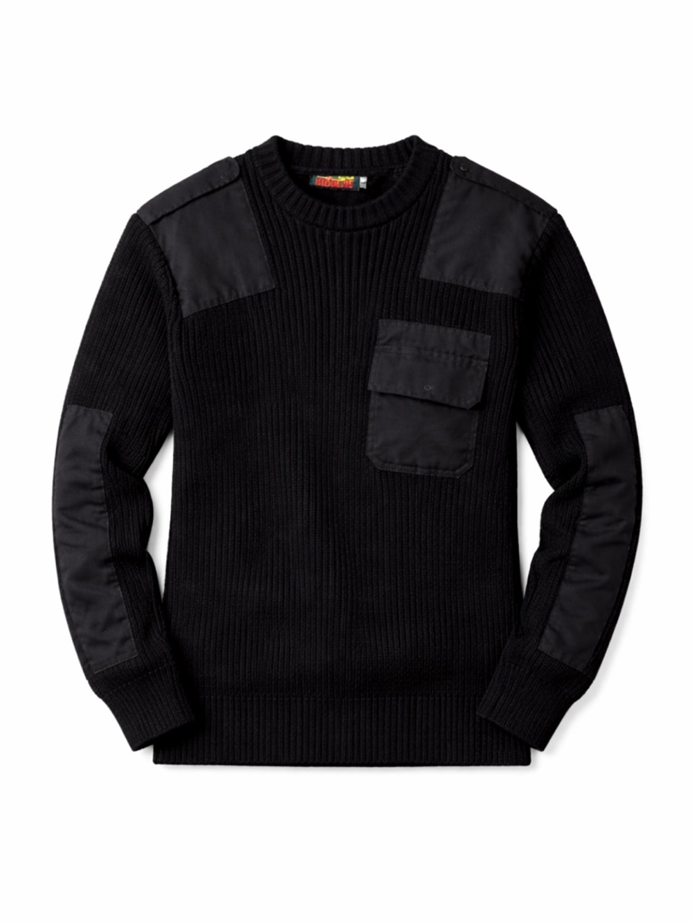 Vintage Men’s Black Utility Tactical Ribbed Sweater Bushline
